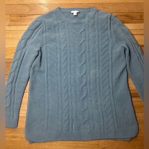J Jill Sweater Womens Size S Blue Chenille Cable Knit Comfy Cozy Soft
